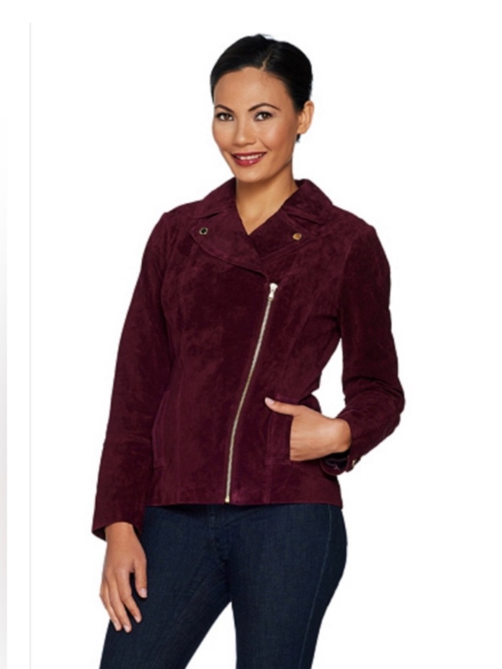 Wine/Raspberry/ burgundy Suede Moto Jacket